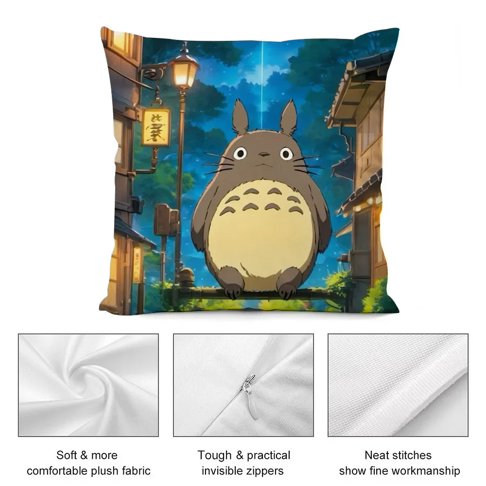 أنيمي T-TotoroS Kawaii كيس وسادة قصيرة أفخم أريكة ديكور هدية المنزل وسادة الطباعة على الوجهين