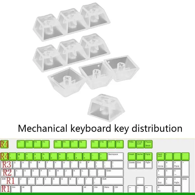 U55C 10Pcs Durability ABS Keycaps Clear Keycaps for Mechanical Game Keyboard