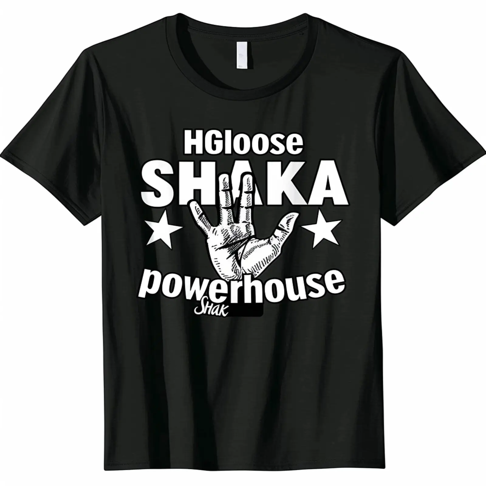 

Hawaii Shaka Hand Vector Art Women's Black TShirt Hangloose Powerhouse Design