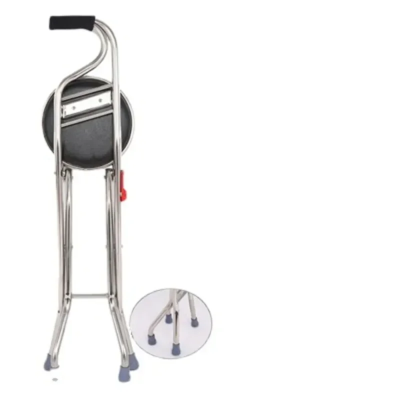 

Складные табуреты-трость для пожилых людей с четырьмя ножками, многофункциональная трость с сиденьем, портативные прогулочные костыли из нержавеющей стали