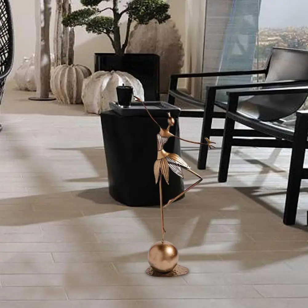 Ornament Vintage Metal Dancing Girl Garden Statue Waterproof Fade Resistant Ornament Outdoor Decoration