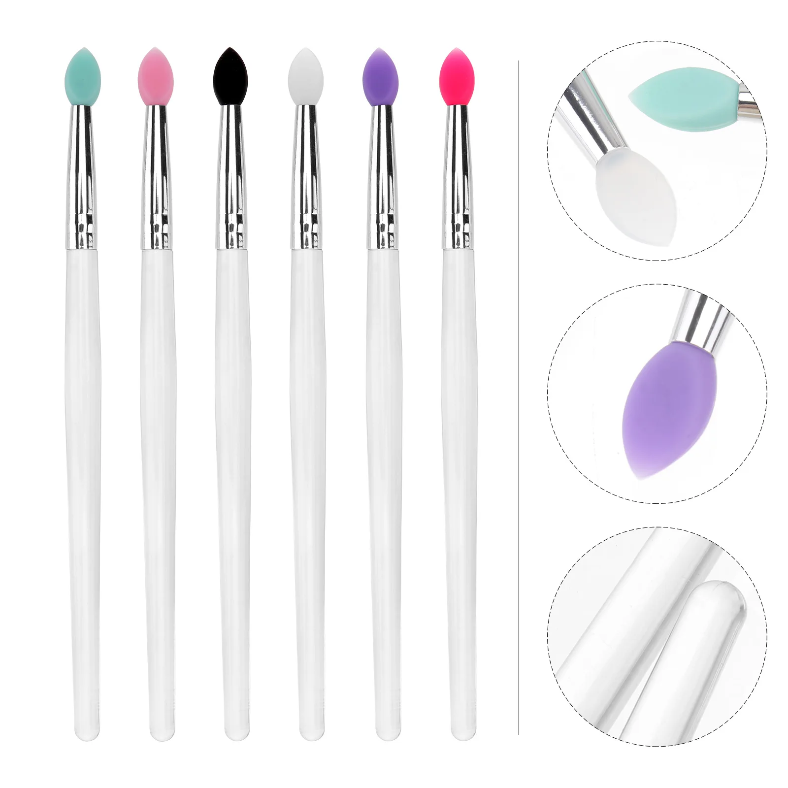 

6Pcs Eyeshadow Makeup Brush Kit Portable Silicone Applicator with Sequins for Daily Wear Professional Use Shadow Tool