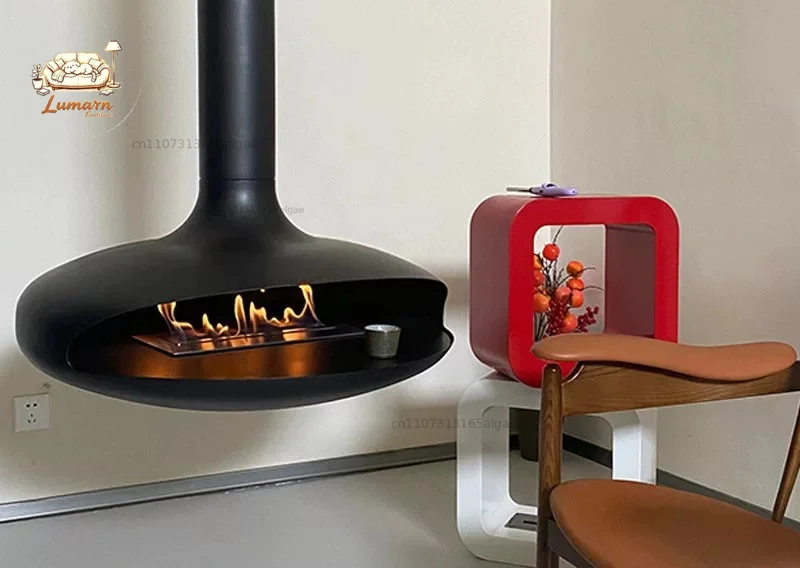 Customized flying saucer hanging type high-end fireplace electronic 3d atomization simulation flame burning wood alco