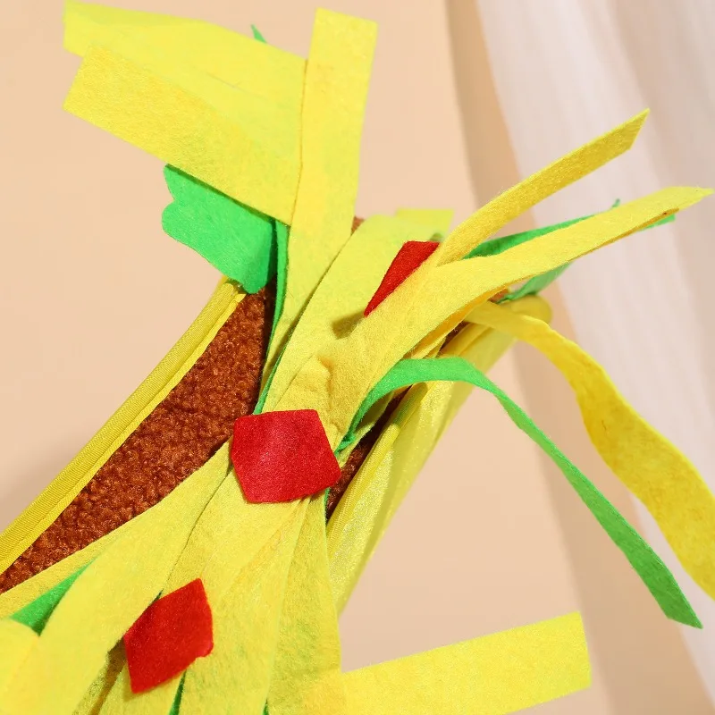 Protective Hamburger French Fries Themed Hat Funny Food Decoration for Thanksgiving Party Performance