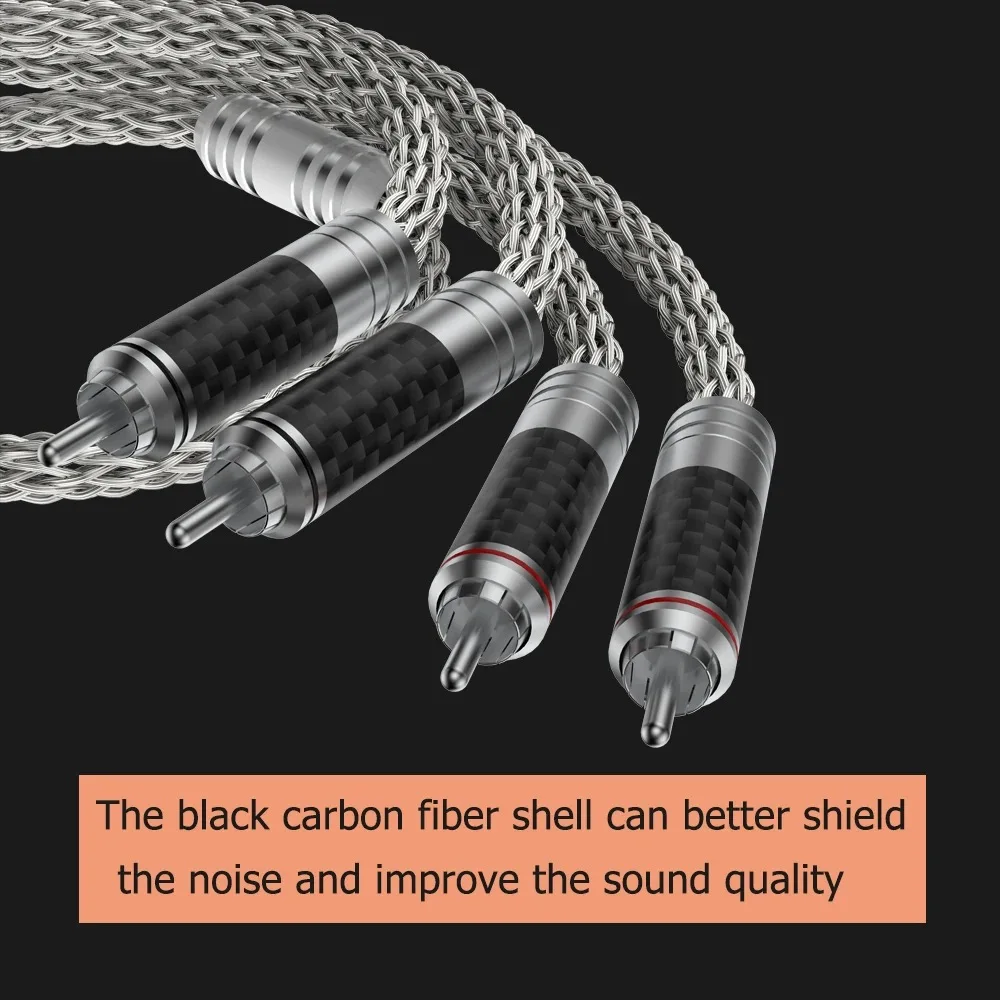 16 코어 순수 실버 OCC 두꺼운 RCA 오디오 상호 연결 케이블 (앰프 CD 플레이어 용) 고 충실도 참조 오디오 파일 등급