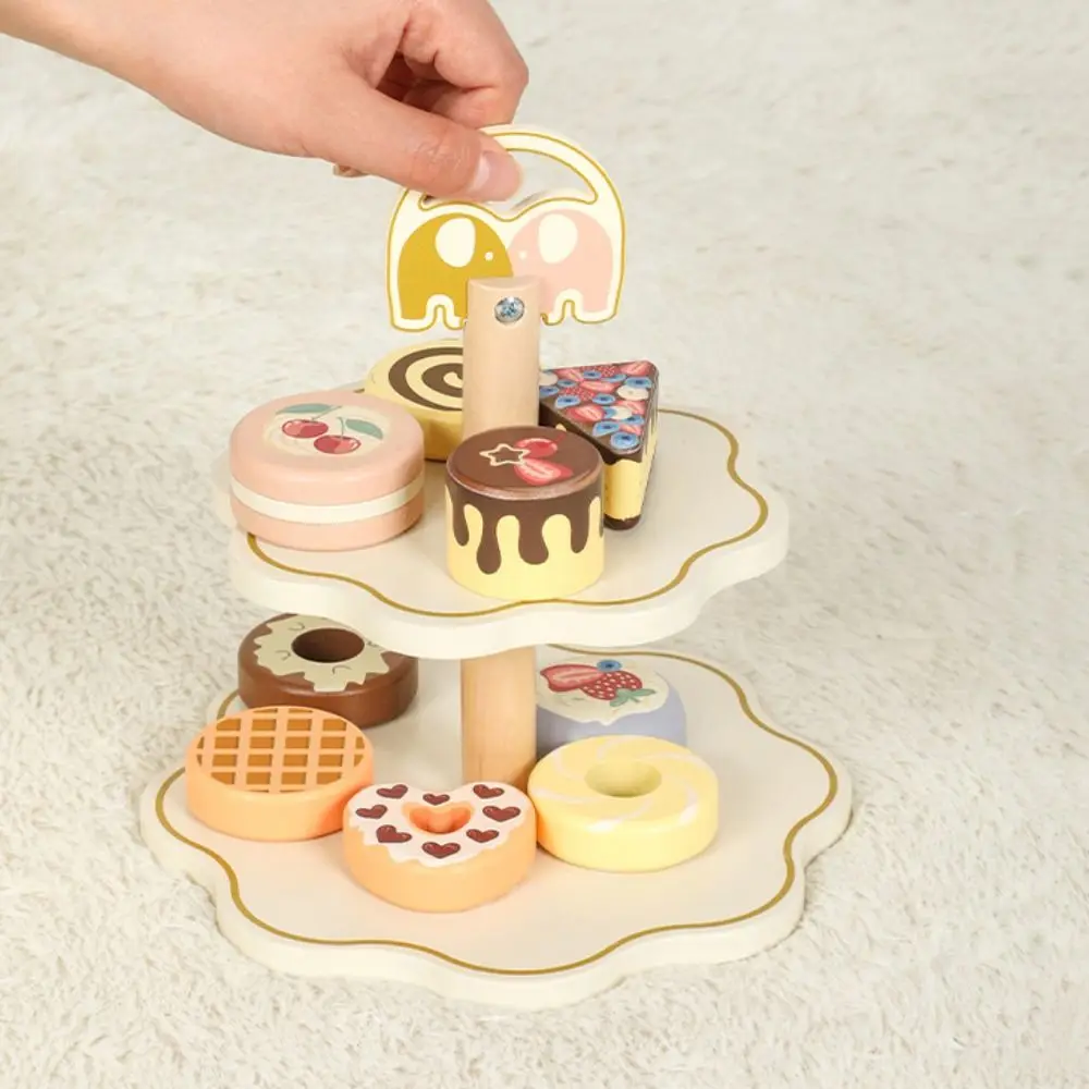 

Wooden Afternoon Tea Set Toy Early Educational Assembled Tea Set Play Toy Simulation DIY Minature Pretend Play Kitchen Set