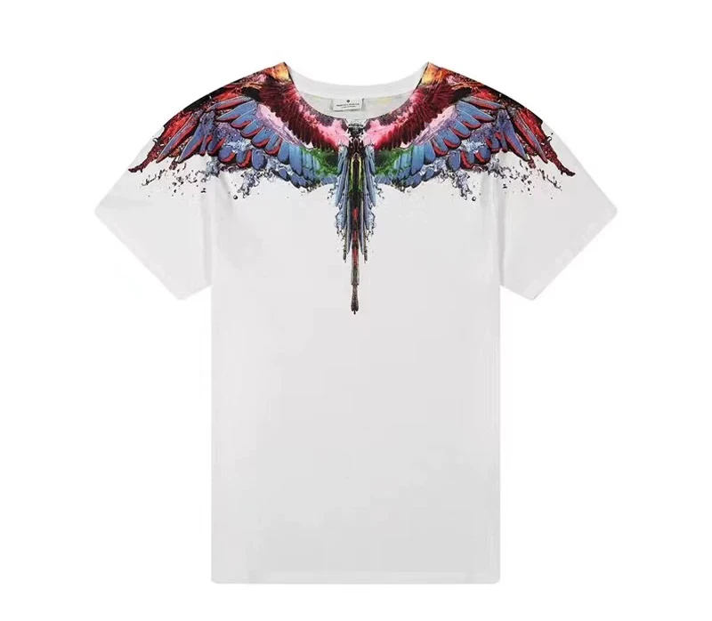 Trendy Brand Marcelo BurlonMB Water Drop Color Wings Short-sleeved T-shirt Men\'s and Women\'s Same Quick-drying Streetwear