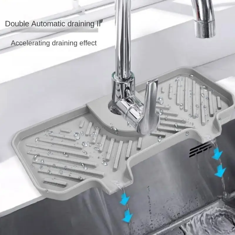 Kitchen Faucet Silicone Sink Splash Guard Water Draining Pad Anti-Slip Soft Pad Kitchen Bathroom Sink Splash Mat