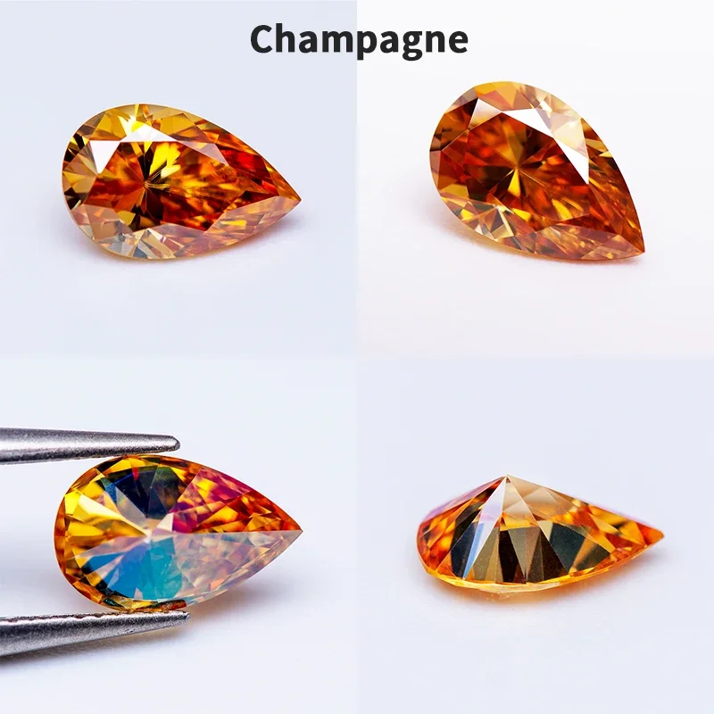 Hochwertige Moissanit-Edelsteinperlen, Birnenform, VVS1, in verschiedenen Farben, für die Herstellung von Schmuck und Ohrringen, inklusive Zertifikat. – Detail 6