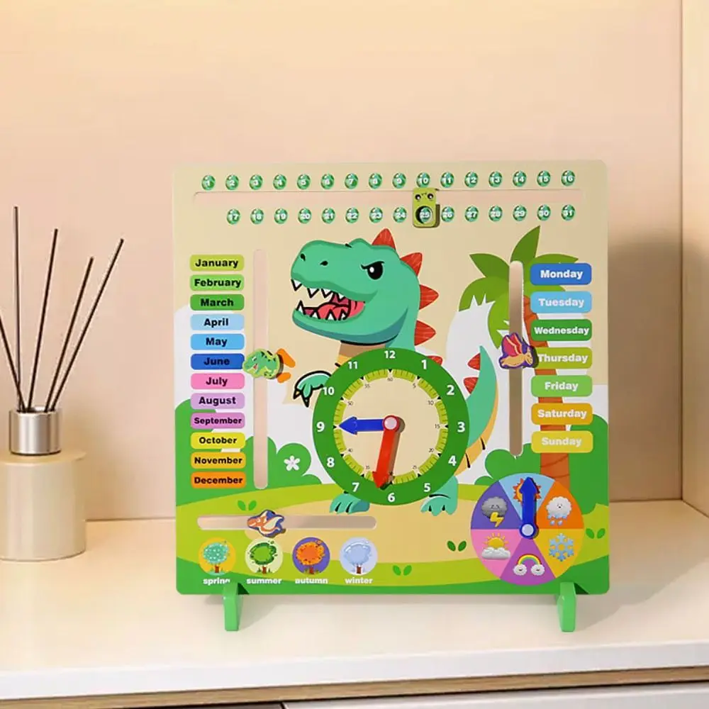 Season Weathers Daily Calendar Teaching Clock Puzzle Time Cognition 6 in 1 Teaching Clock Portable Interactive