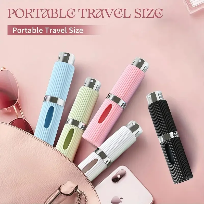8ML Striped Perfume Refill Bottle Portable Mini Travel Atomizer Refillable Cologne Spray for Women Men Empty Rotating