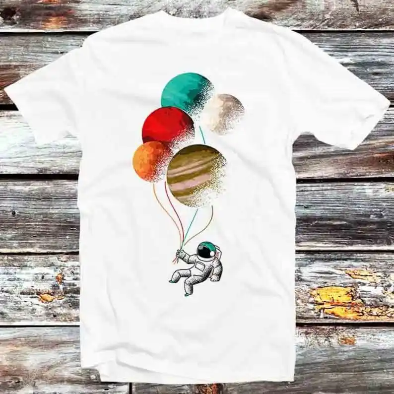 

Spaceman Astronaut Planet Balloons Universe Earth Mars Jupiter T Shirt Vintage Retro Cool GiftUnisex Cartoon Anime Top Tee B882