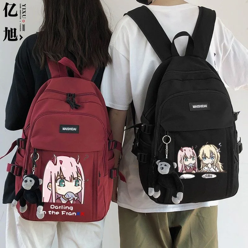 Anime DARLING in the FRANXX Zero Two Cartoon Backpack Teenarges Schoolbag Laptop Bag Children Fashion Travel Outdoor Bags+Toy