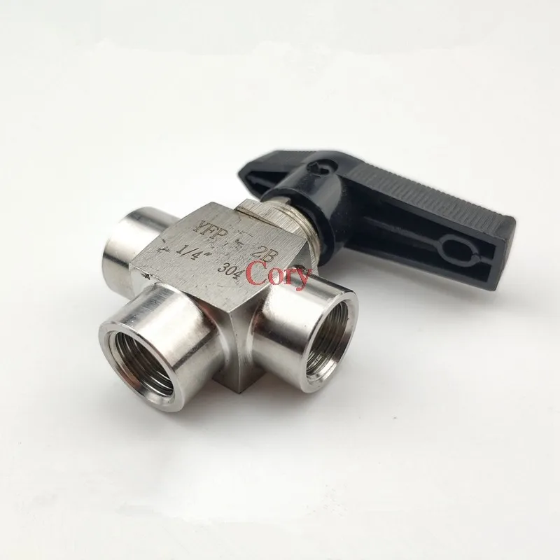 1PC Three-way Ball Valve Female Thread G1/8' G1/4' G3/8' G1/2' G3/4' BSP Stainless Steel 304 High Pressure Temperature YFP-2B