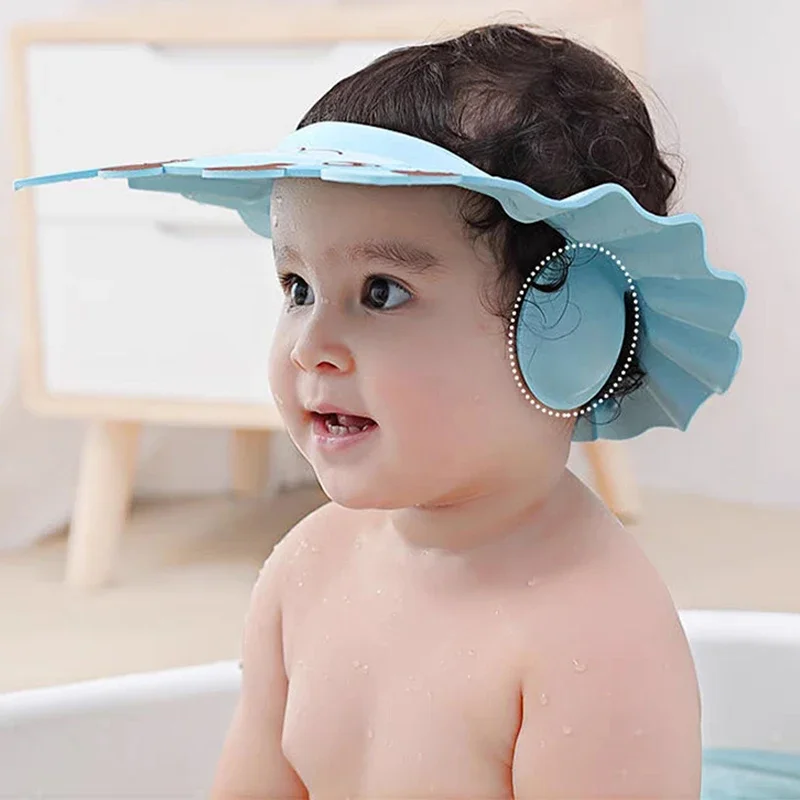 Gorro de lavado de pelo ajustable para Bebé y Niño, protector de ducha, tapa suave, protección para los ojos y los oídos