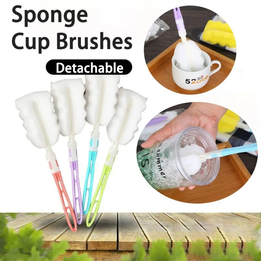 Detachable Sponge Cup Brushes Practical Portable Foldable Cup Cleaning Brush Reusable Kitchen Washing Cup Brushes Cleaner Tool