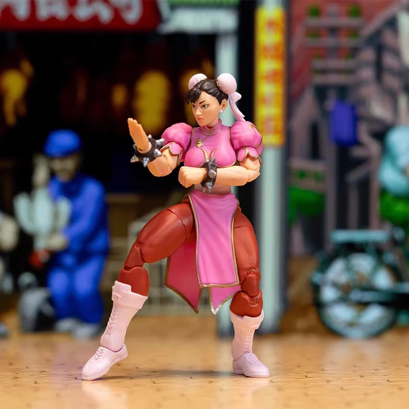 ชุดคอลเลกชั่นอะนิเมะ1/12 jada Chunli ชุดตุ๊กตาขยับแขนขาได้สีน้ำเงินแดงของขวัญ