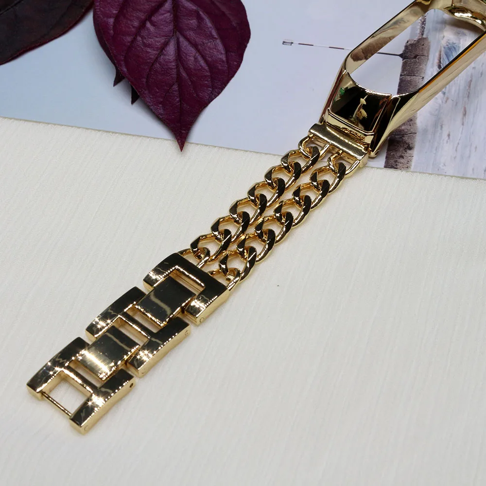 Gold Metal Bracelet for Mi Band 8 7 6 5 4 3 Smart Wristband Replacement Strap for Xiaomi Miband Women Men Watchband Luxury Chain