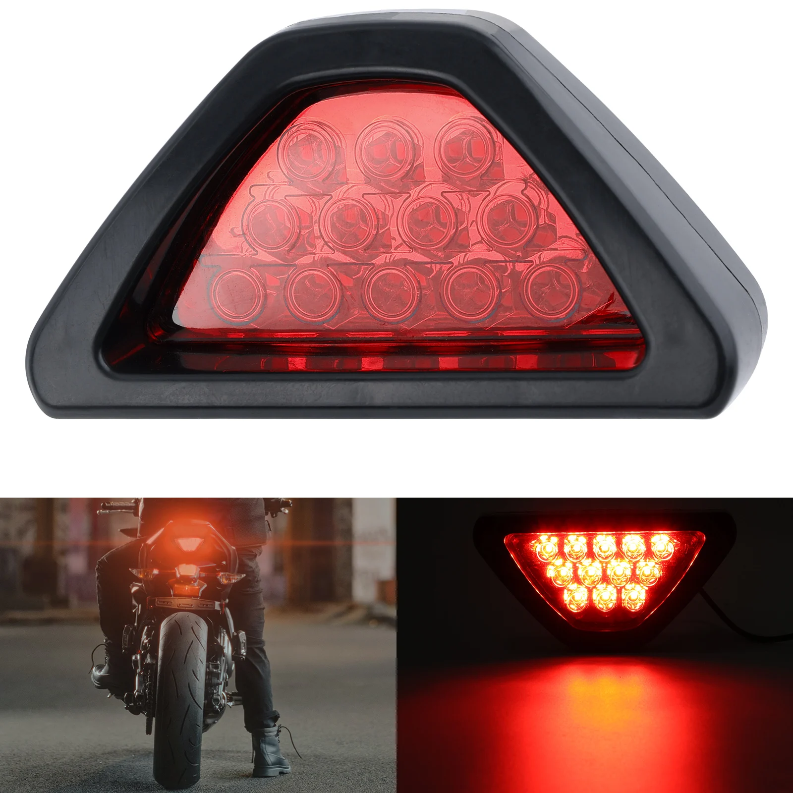 Flash F1 Triangle Style Light Car Sporty Brake Signal Light RED Auto External Lamp Strobe Car Stop Warning Tail Lamp Bumper 12V