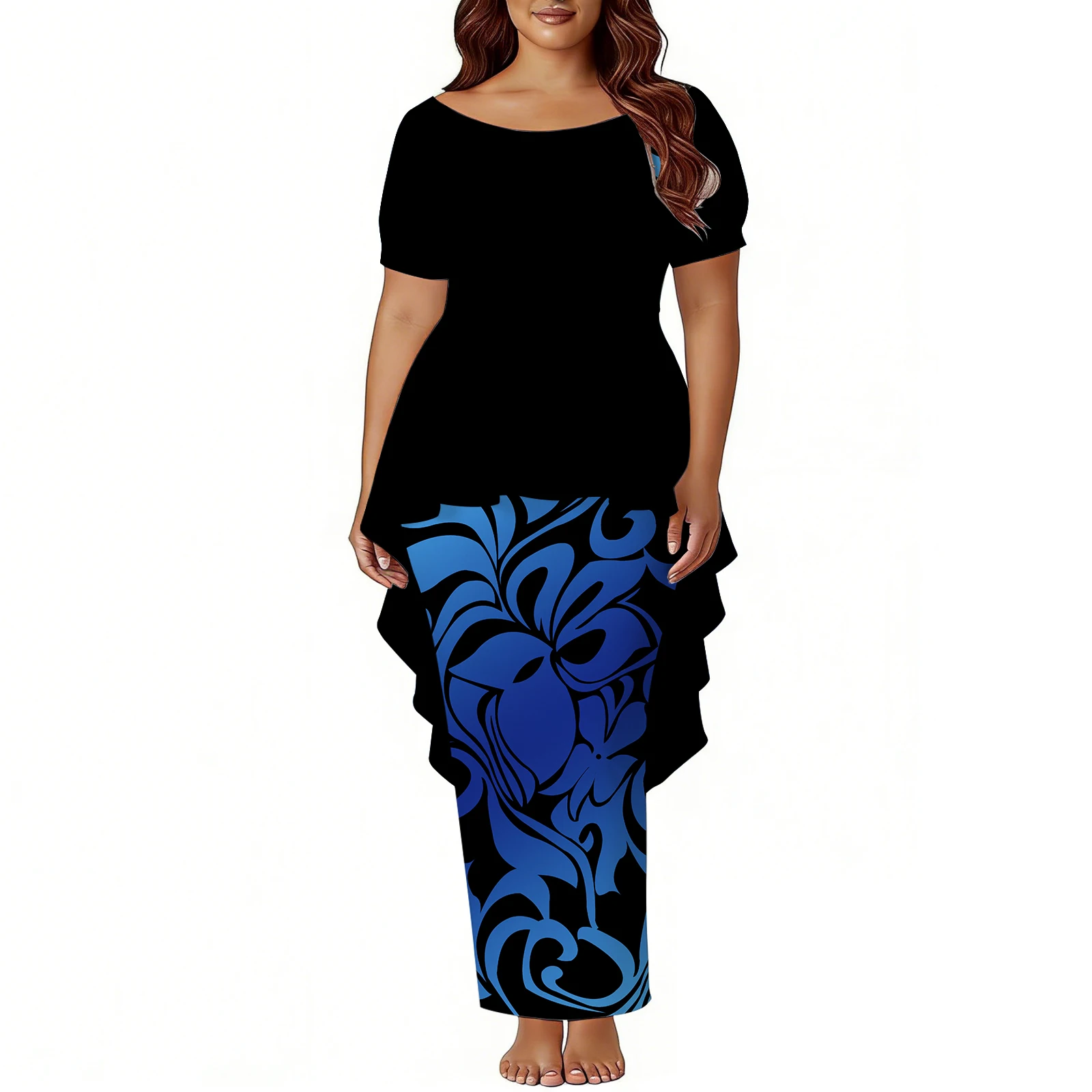 

Новое женское платье «рыбий хвост» на заказ Самоанское пулетисе платье полинезийский принт с пузырьками с короткими рукавами и открытыми плечами вечернее платье из 2 предметов