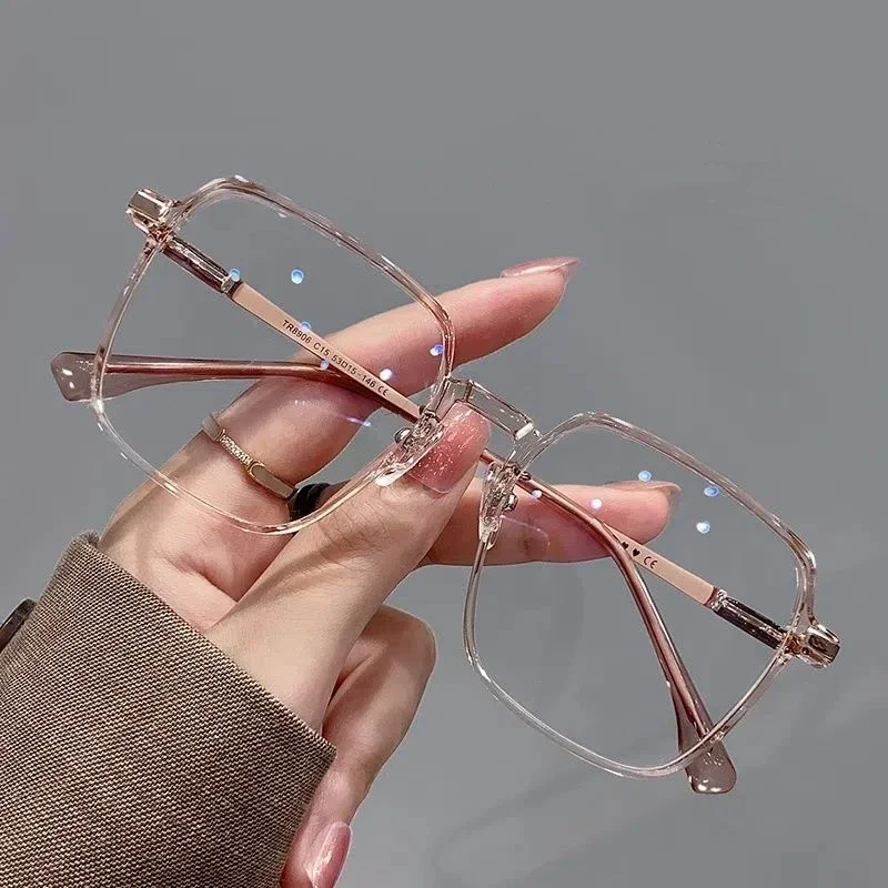 Trendy Square Frame Optical Spetacle Eyewear Eye Protection Anti-blue Light Computer Glasses Vintage Plain Decoration Eyeglasses