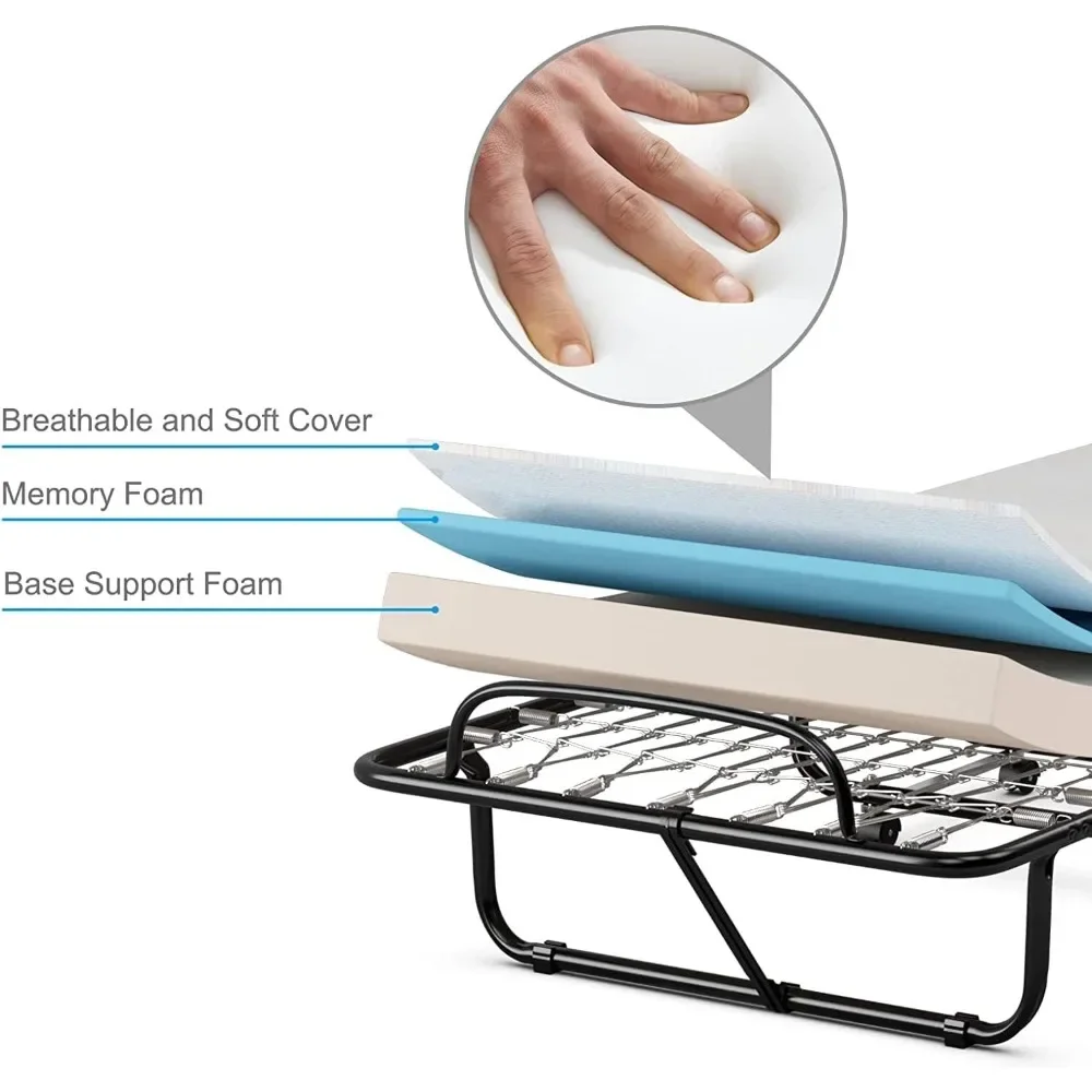 Lit roulant pliable avec matelas en mousse à mémoire de forme pour adultes, fabriqué en Italie, sans fret, meubles de chambre à coucher, maison