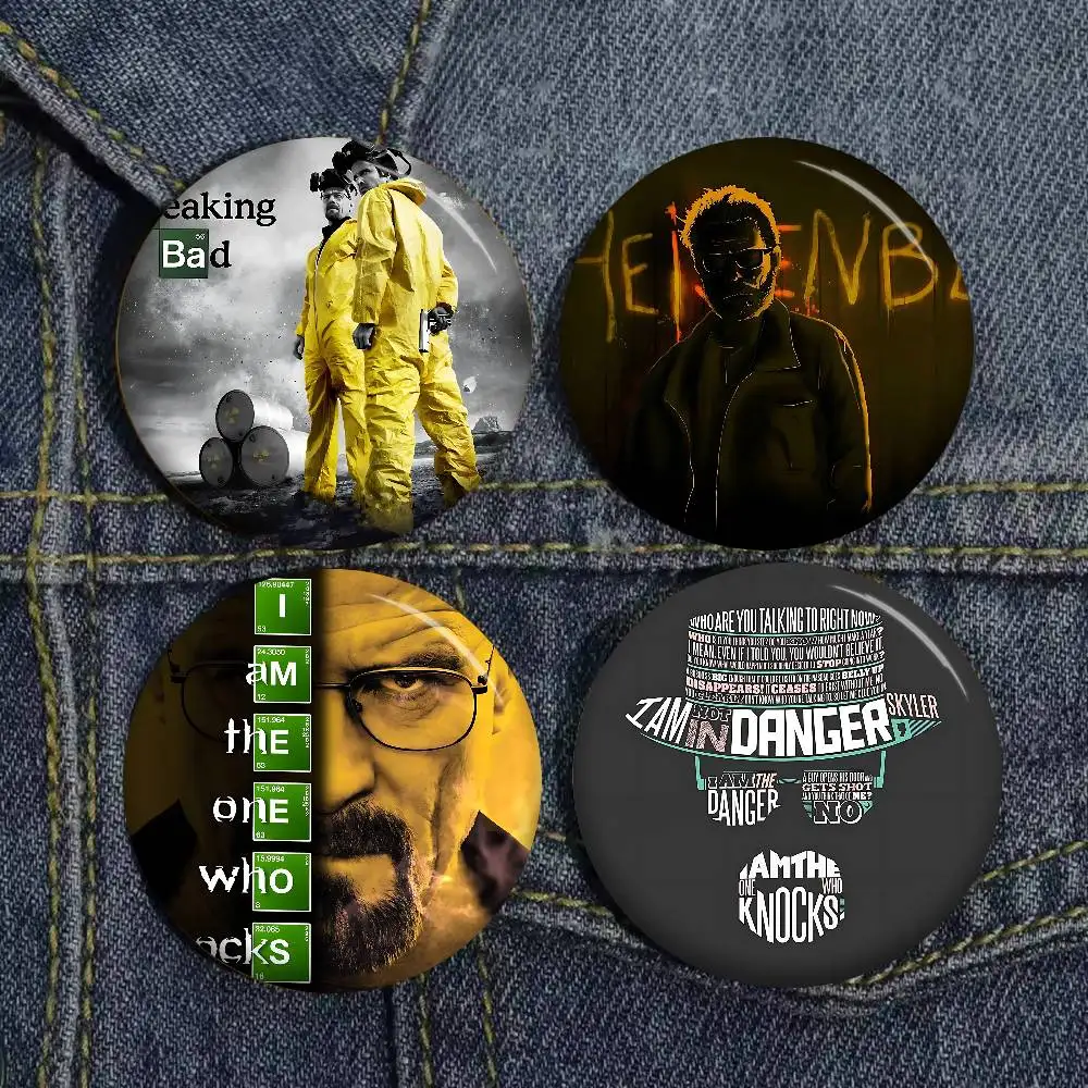 Heisenberg Breaking Bad Round Button Pins Slogan Creative Brooches Backpack Clothes Decoration Fashion Cartoon Jewelry Gifts