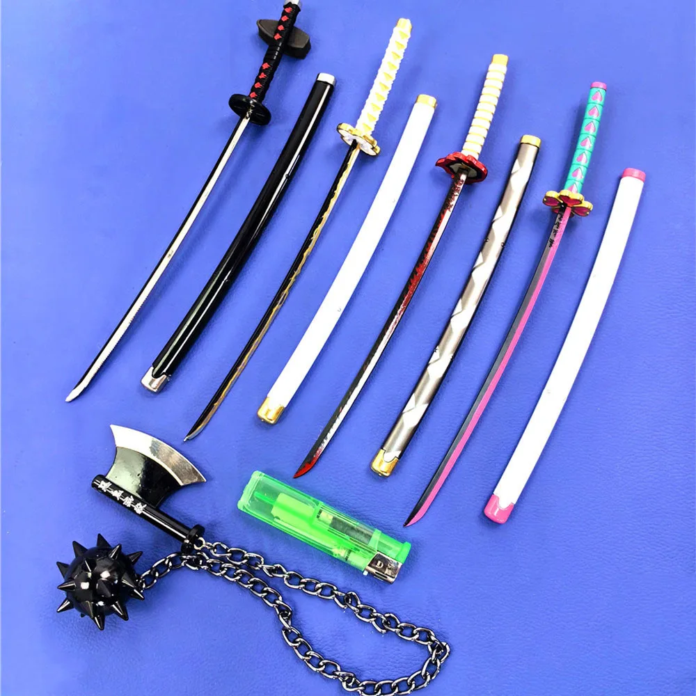 JX TOY 26cm Demon Slayer Sword Alloy Model with Sheath Sanemi Katana Mitsuri Sword Zenitsu Weapon Inosuke Steel Swords Samurai