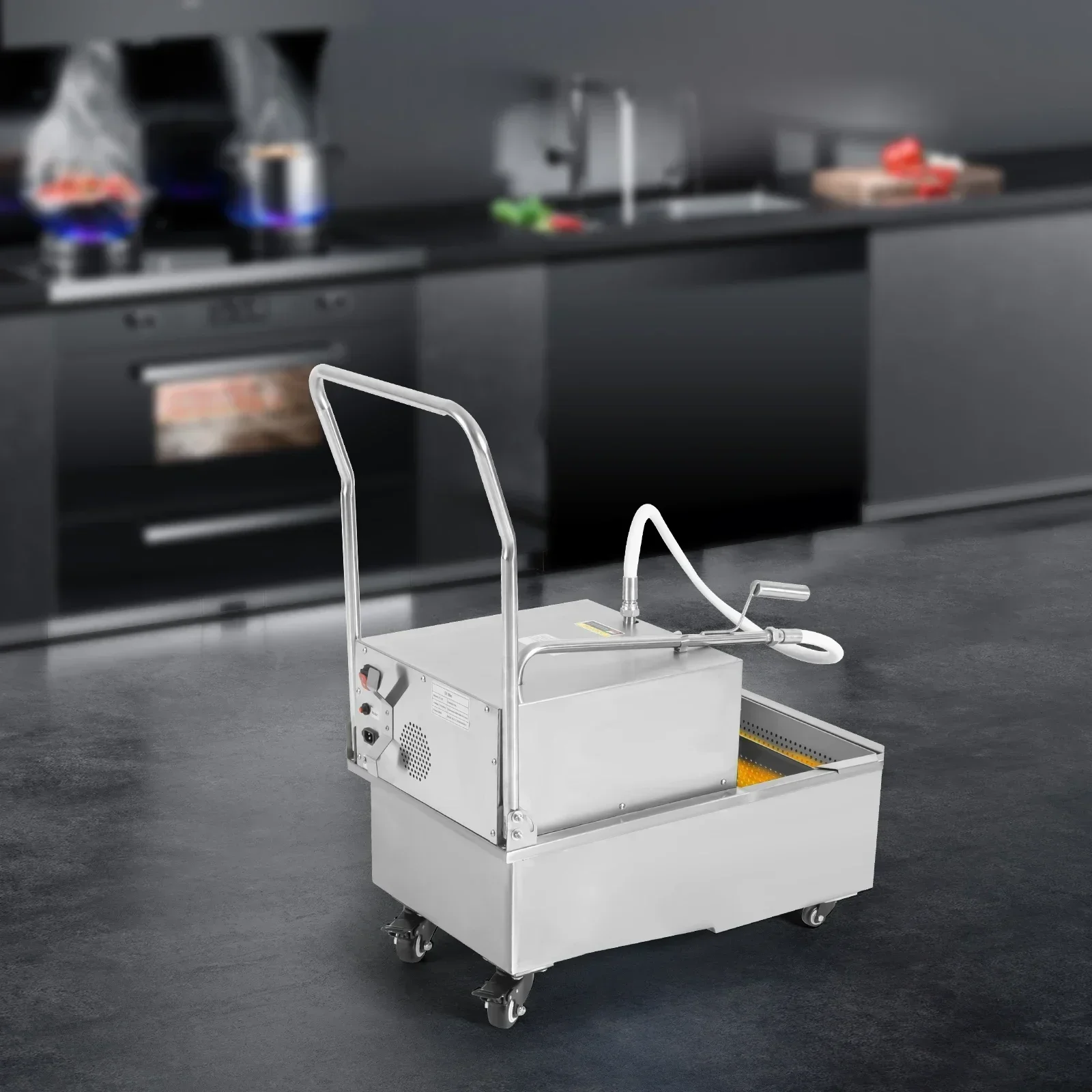 Stainless Steel 550W 110V Mobile Fryer Filter 55L Oil Filter Cart Perfect for Supermarket Restaurant