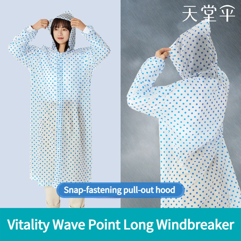 

Disposable Poncho Fashion Wind Raincoat Single One-piece Poncho Polka Dot Lengthened Hood Full Body Waterproof Poncho Women