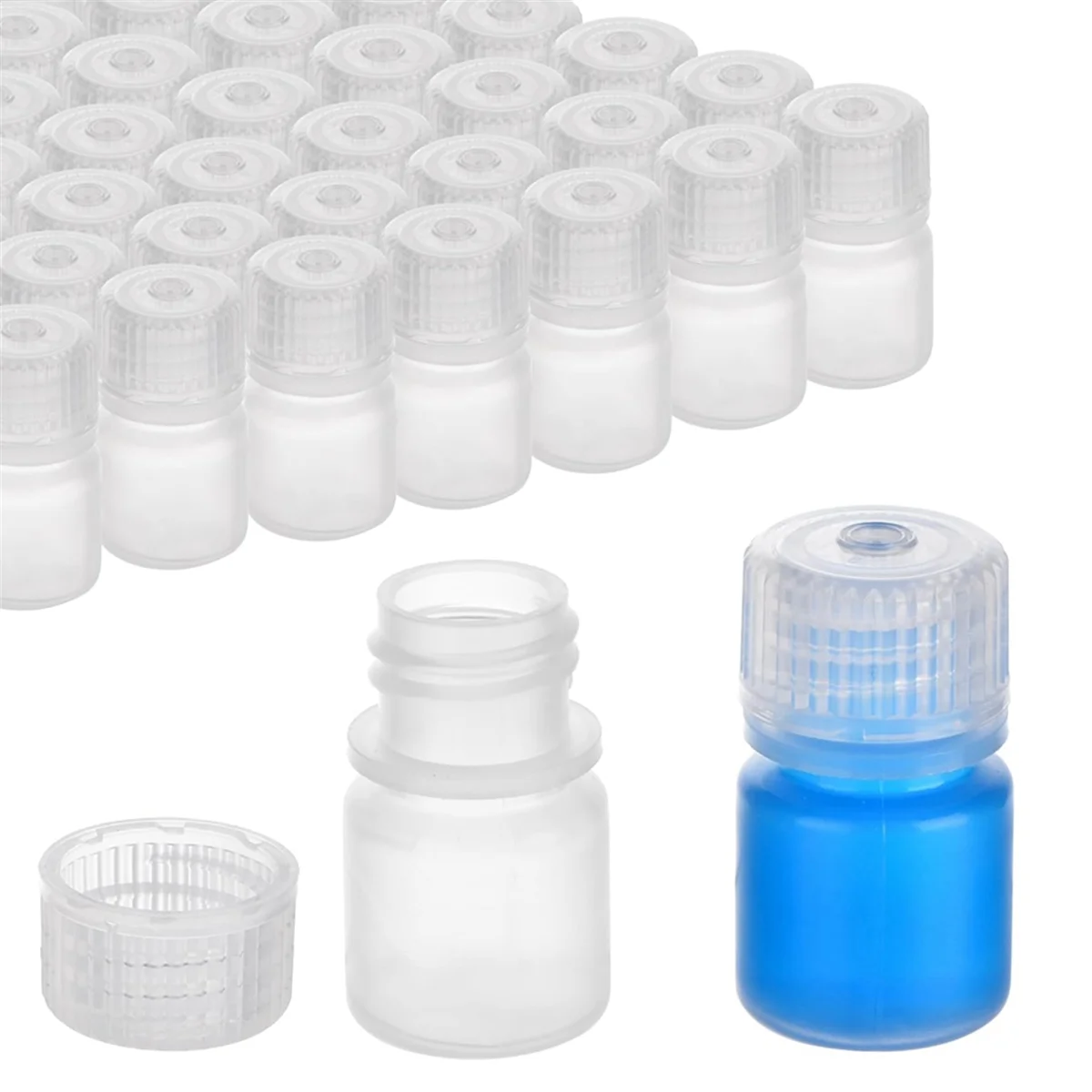 50 Pcs 8Ml Plastic Bottle, Wide Mouth Reagent Bottle, Small Empty Bottles, Polypropylene Sample Bottle