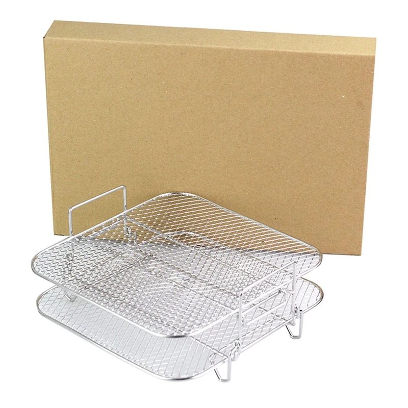 

Square Racks Two Layers Racks Stainless Steel Dehydrator Accessories Rack,Air Multi-Layer Fryer 4.2-5.8QT