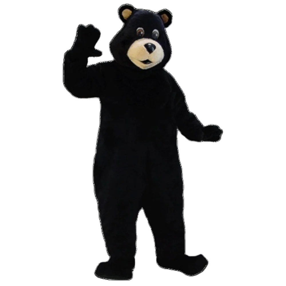 Good Quality Black Bear Mascot Costume Adult Size Black Bear Outfit Suit Fancy Dress with Mini Fan and Helmet SW525