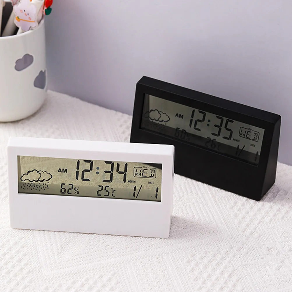 Night Light Electronic Alarm Clock Premium Weather Display Large Screen Calendar Desktop Clock Bedroom Office Silent