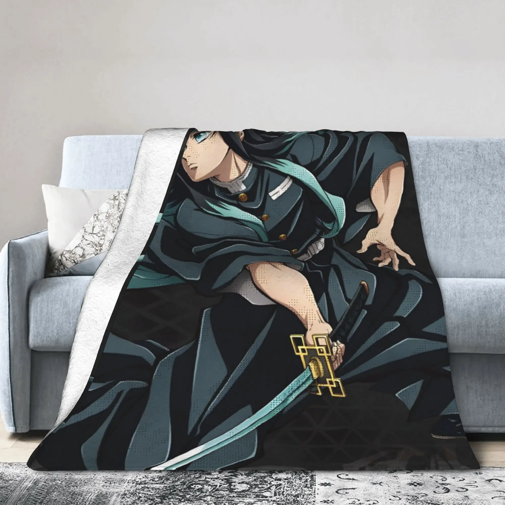 

Mist Hashira Muichiro Tokito Fuzzy Blankets Anime Awesome Throw Blanket for Sofa Bedding Lounge 200x150cm Quilt,