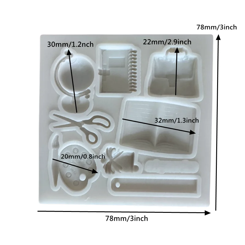 Cake Tool 1 pc school bag book scissor drawing pen bell globe Silicone Mold Sugarcraft Chocolate fondant tool sugarcraft mould