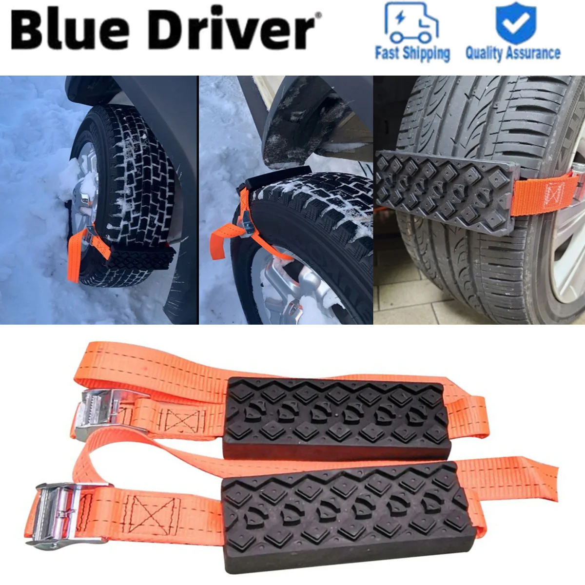 2Pcs Car Recovery Traction Boards Mud Sand Snow Tire Ladder Off-Road Vehicle Emergency Track Chain Non-Slip Traction Rescue Tool