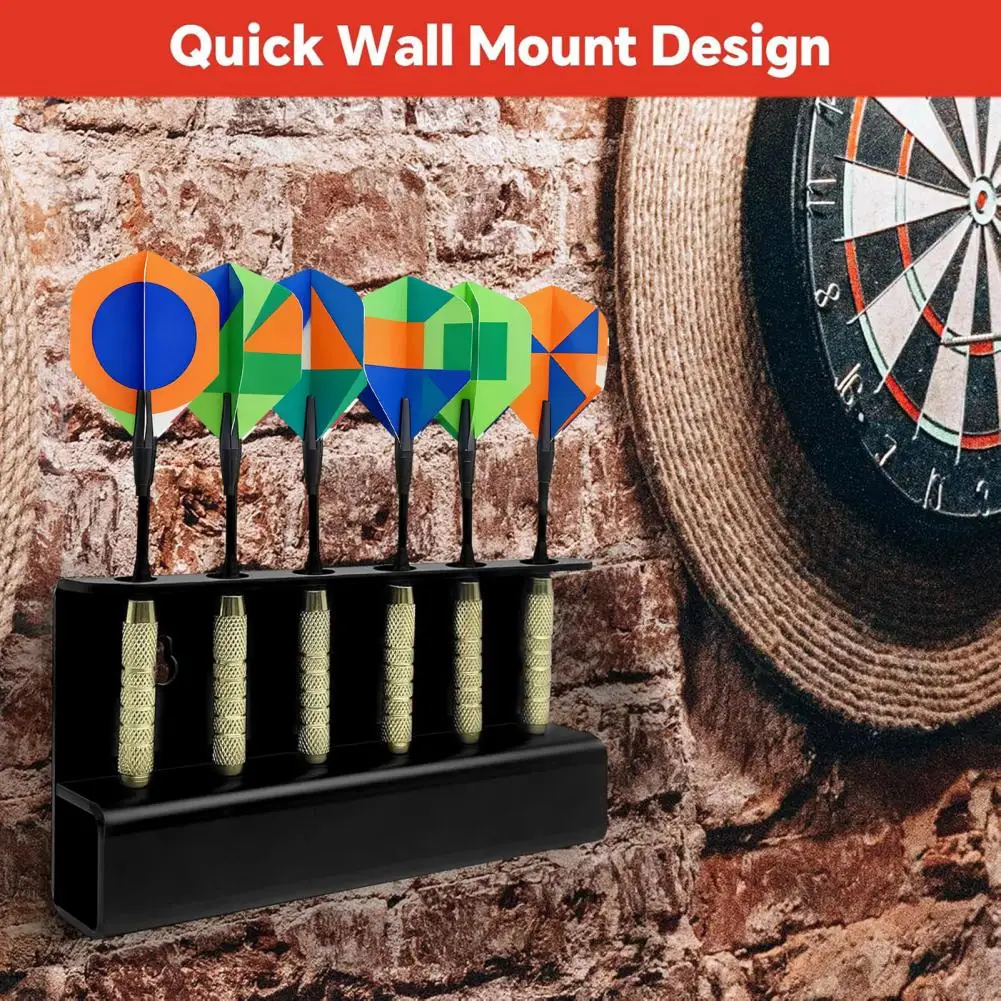 Dart Rack Organizer Matte Black Dart Rack Acrylic Dart Holder Wall Mount Stylish Steel Soft Tip Display Rack for Modern Game