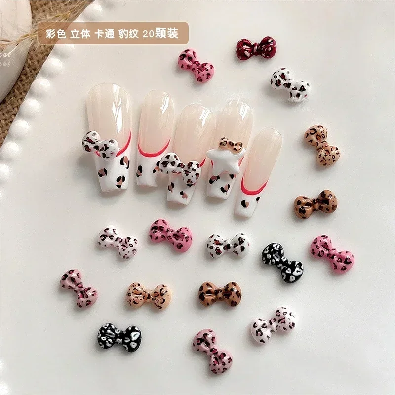 Leopard Print Mini Colourful Chic Spot Speckle Charming Red Bowknot Tie New Nail Art Decoration DIY Jewelry Manicure Accessories