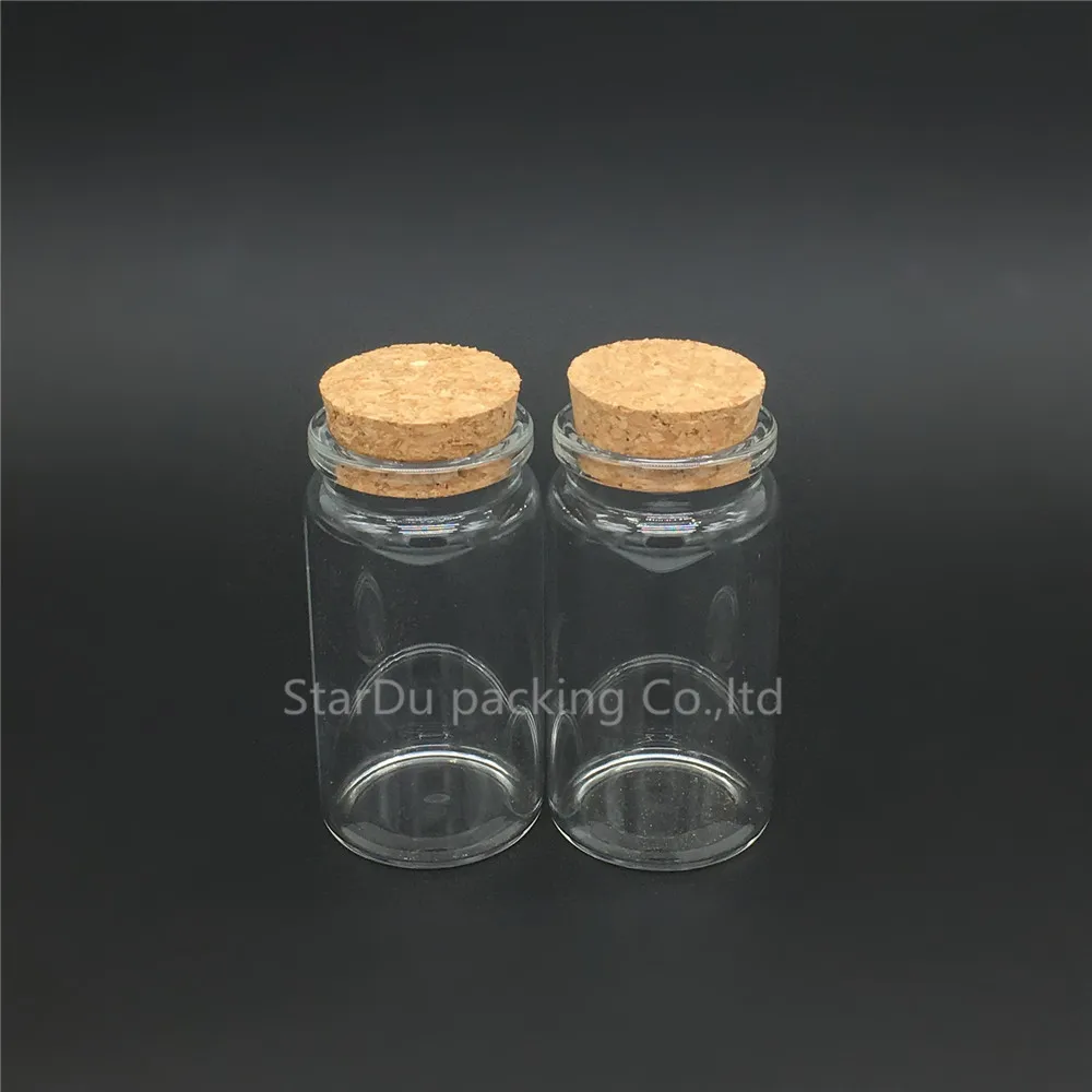 200pcs 37*70mm 50ml Wishing Glass Bottle With Cork ,50cc Glass Vials Display Bottles Wholesale High-quality Cork Bottle