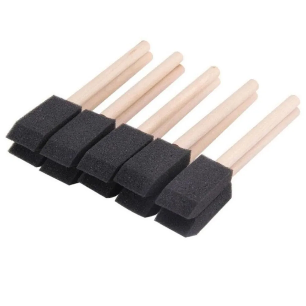 20Pcs Practical Wood Foam Paint Brush Length 15cm Black Brush Head Sponge Paint Brush Sponge Painting Set for DIY