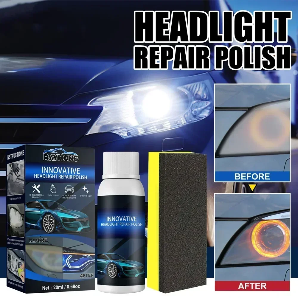 Car Headlight Refurbished Repair Refurbishment Liquid Car Light Repair Agent Headlight Renewal Polish Restore Fluid 20/30/50ml