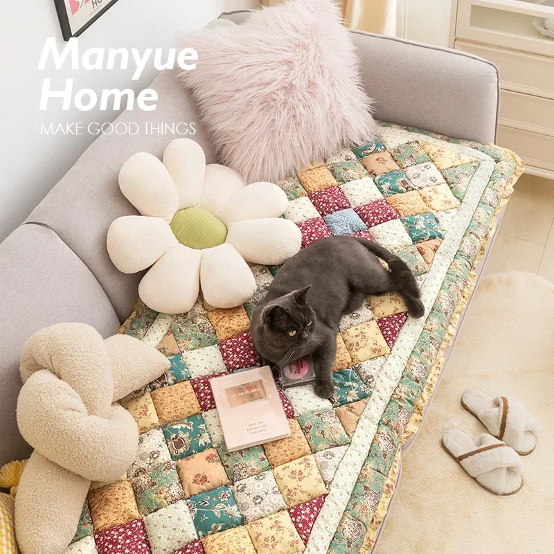 Retro idyllic Thicken Sofa Cover Cotton Slip Resistant Slipcover Seat European Couch Cover Sofa Towel for Living Room All season