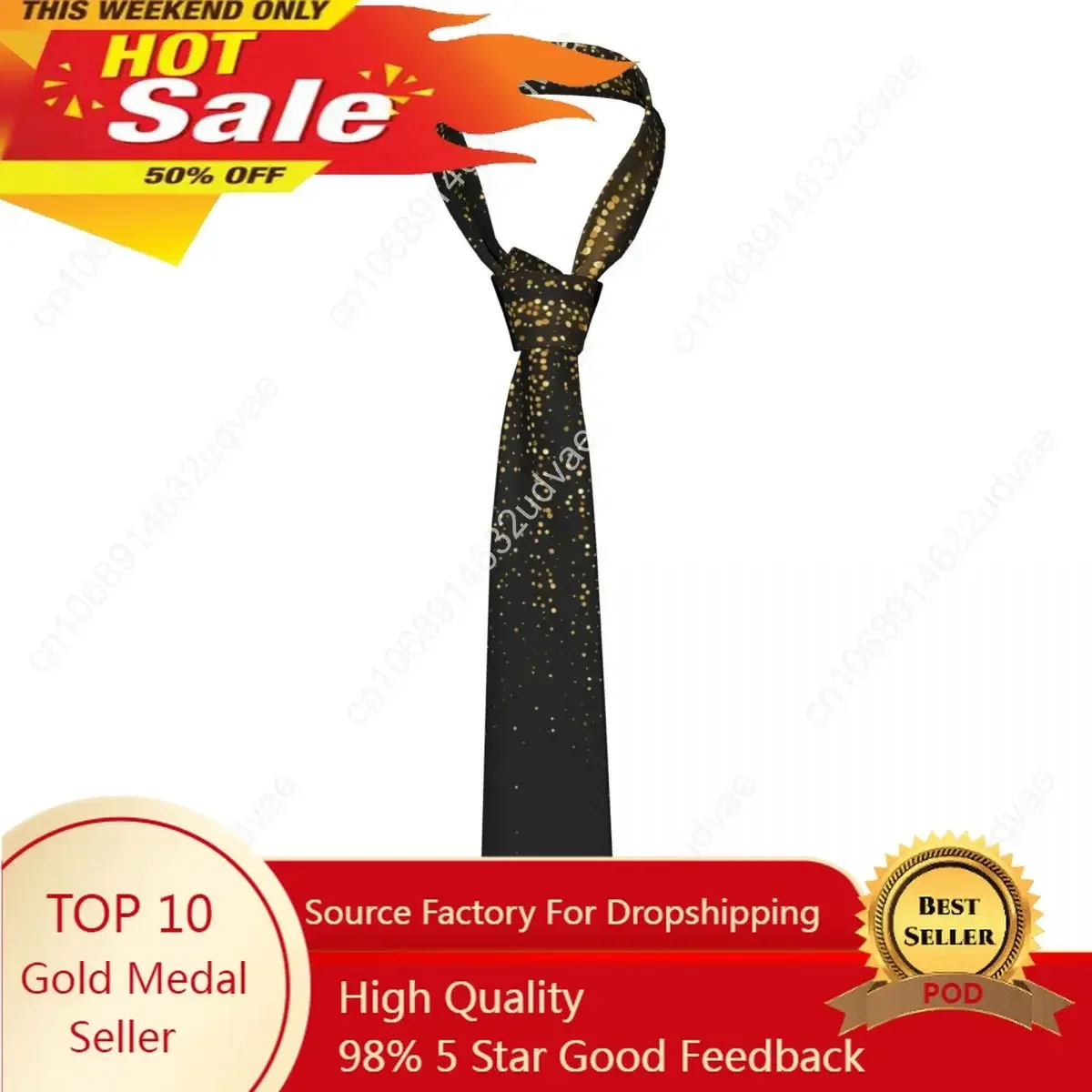 

Falling Golden Sparkles Glitter Tie For Men Women Necktie Tie Clothing Accessories