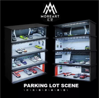 MoreArt&TimeMicro 1:64  HKS   Yokohama   RocketBunny Assemble Diorama LED Lighting Garage USB Power Model Car S