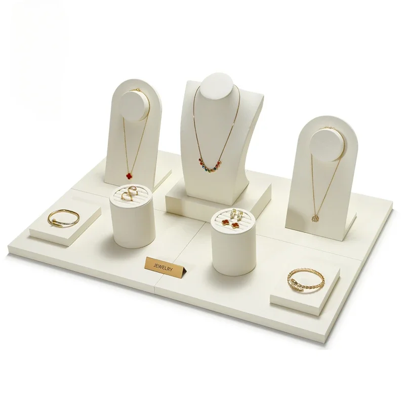 High end showcase jewelry display props, rings, necklaces, earrings display racks, counters, jewelry display sets, and tables
