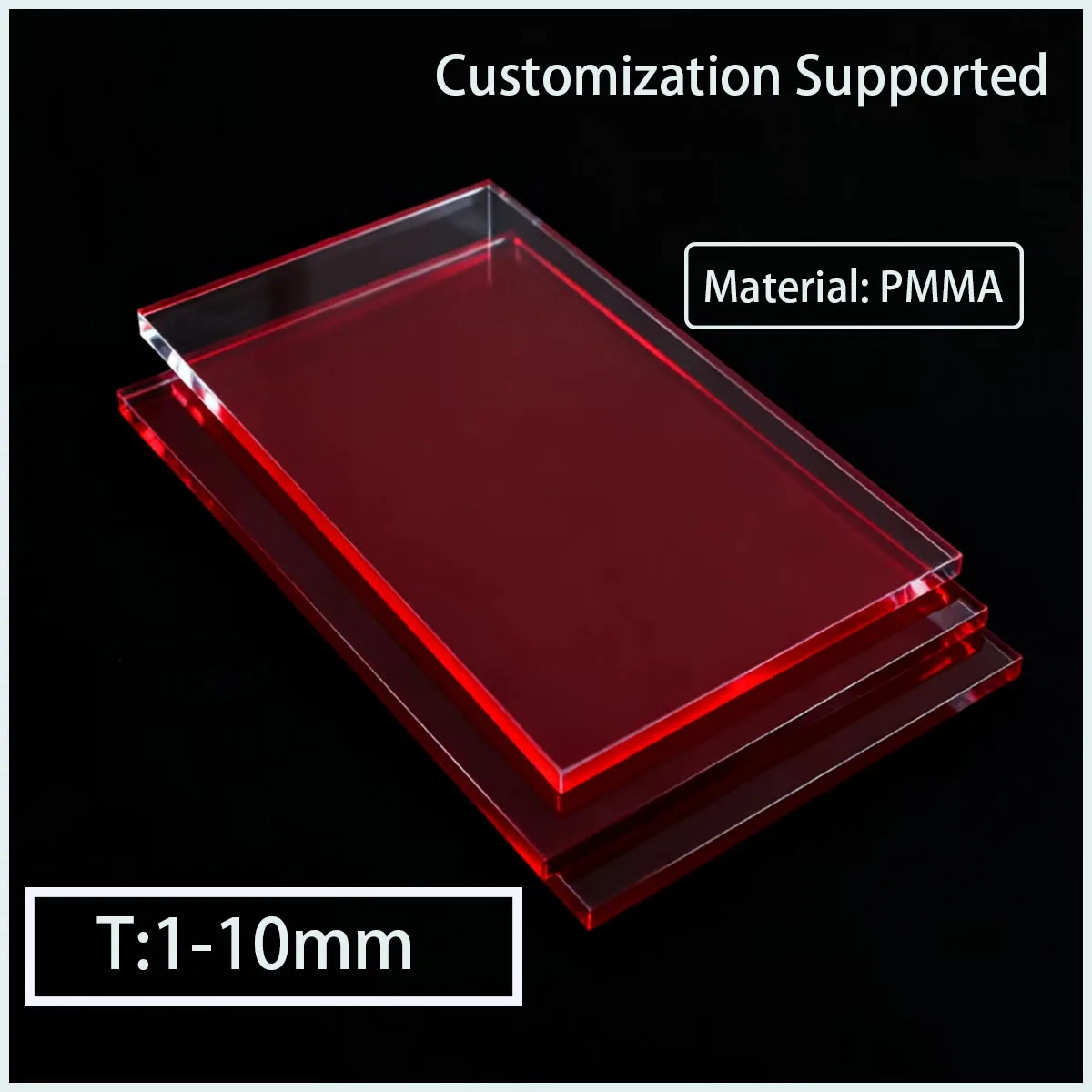 1-10mm Red Transparent Acrylic Board (PMMA)- Organic Glass Color Board