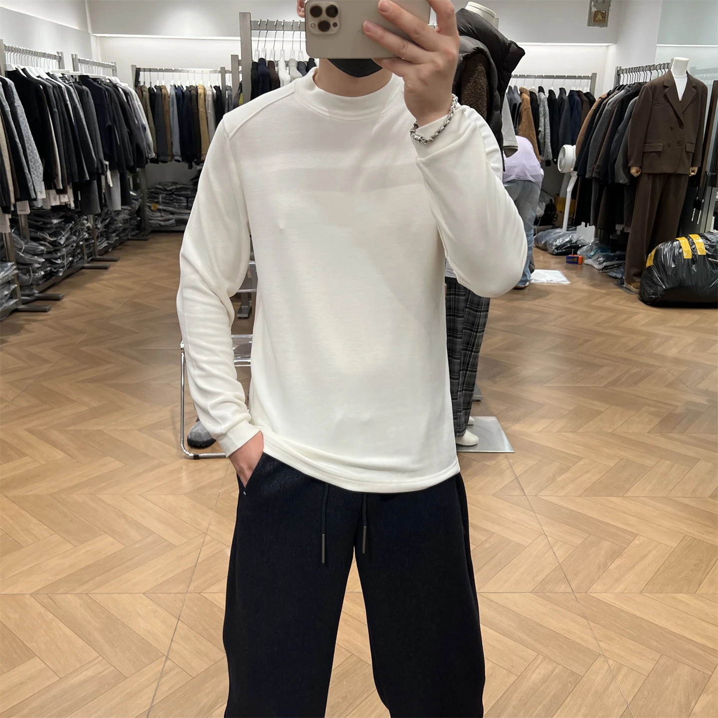 

Фланелевая мягкая, приятная для кожи футболка до середины икры с длинными рукавами, мужская осенне-зимняя американская пригородная база irt, внутренняя одежда