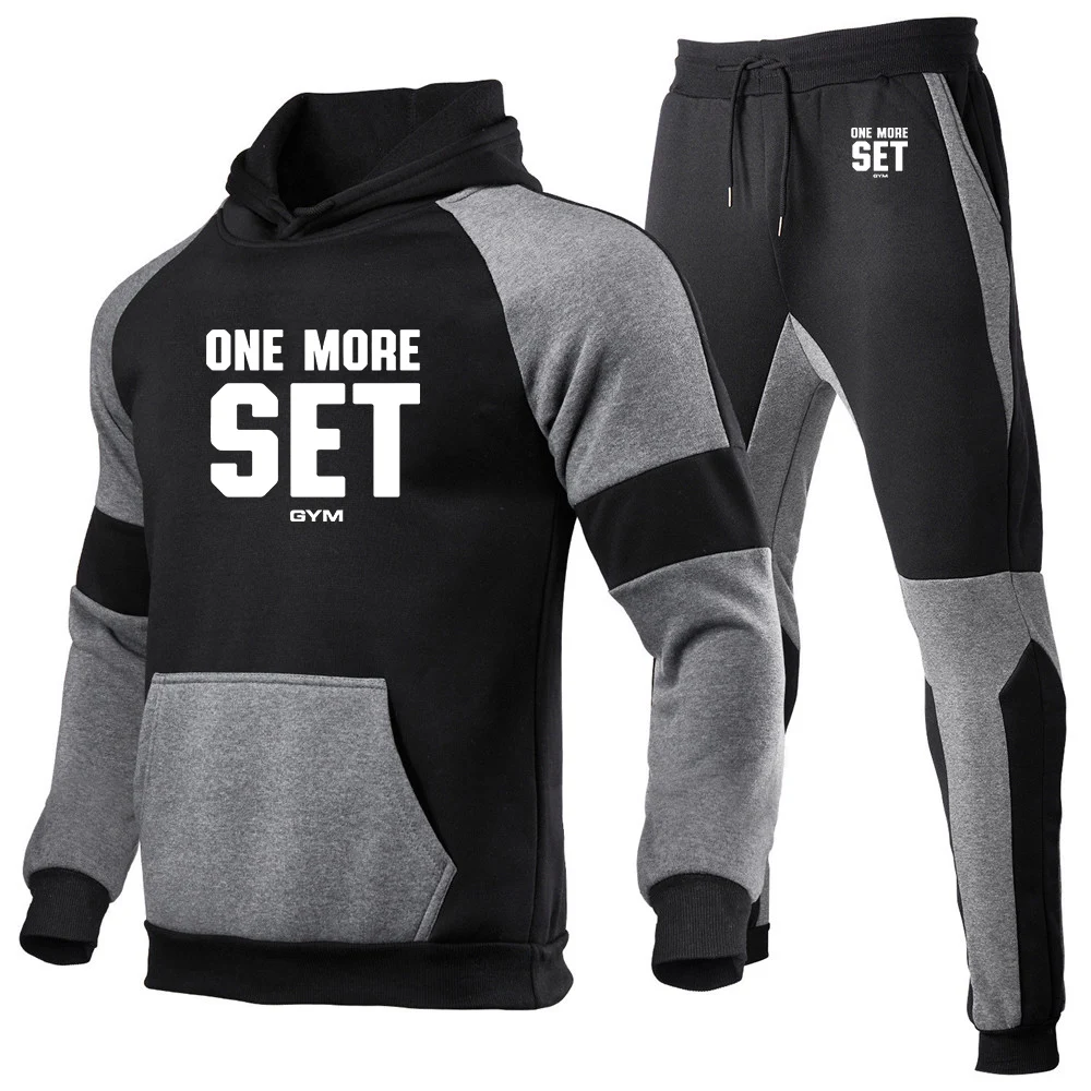 

Power Workoout gym 2025 High Quality Men New Spring Autumn Solid Color Hoodies+Casual Sweatpants Suit