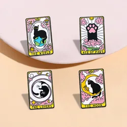 4pcs Exquisite Cartoon Cat Tarot Card Enamel Brooch Creative Pink Lapel Pin Badge Backpack Clothing Hat Accessories
